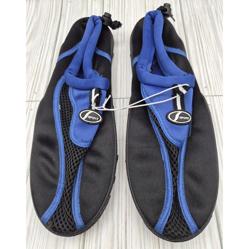 Everlast Mens Water Shoes Black Blue Size 7 8 Aqua Swim Beach Pool Slip On